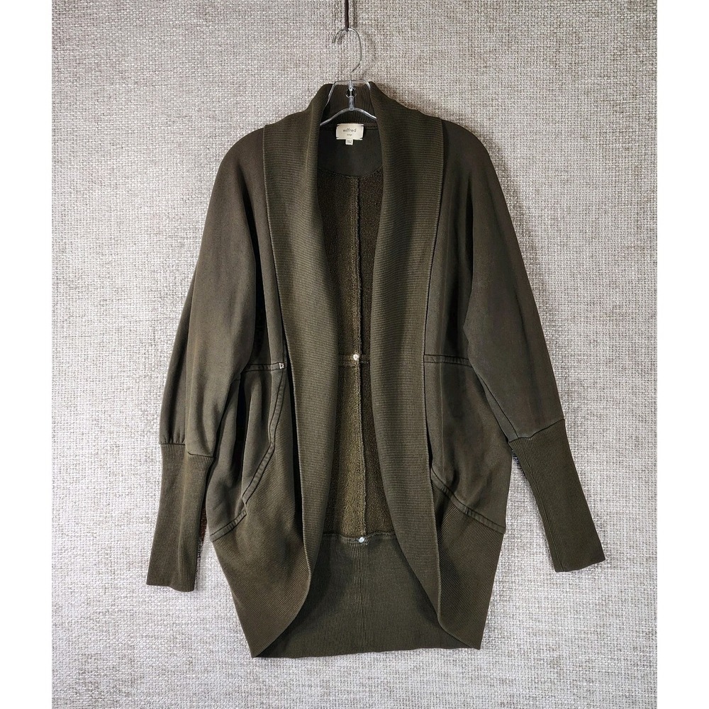 Wilfred Aritzia Open Front Shawl Cardigan Womens L Green Brown Minimalist